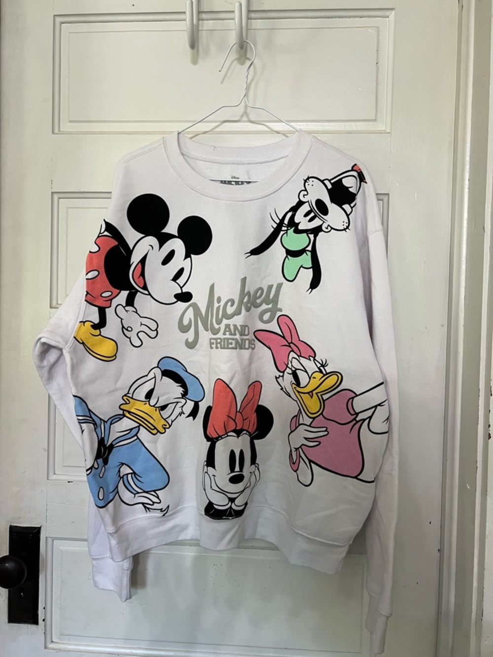 Disney Mickey and friends white sweatshirt with large character faces
